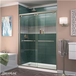 DL-7005L-04 Encore 60 in. W x 32 in. D Semi-Frameless Bypass Shower Door with Left Drain White Acrylic Base, Brushed Nickel