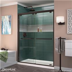DL-7005R-06 Encore 60 in. W x 32 in. D Semi-Frameless Bypass Shower Door with Right Drain White Acrylic Base, Oil Rubbed Bronze