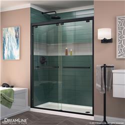 DL-7005R-09 Encore 60 in. W x 32 in. D Semi-Frameless Bypass Shower Door with Right Drain White Acrylic Base, Satin Black