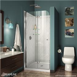 DL-6527-01 Aqua Fold 74 .75 in. H x 32 in. W x 32 in. D BI-Fold Shower Door with White Acrylic Base & Backwall Kit, Chrome