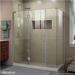 E32614534R-04 64.5 x 34.375 in. Frameless Hinged Shower Enclosure in Brushed Nickel