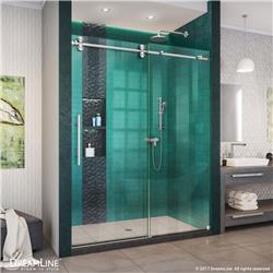 SHDR-61547620-07 76 x 50-54 in. Fully Frameless Sliding Shower Door in Brushed Stainless Steel