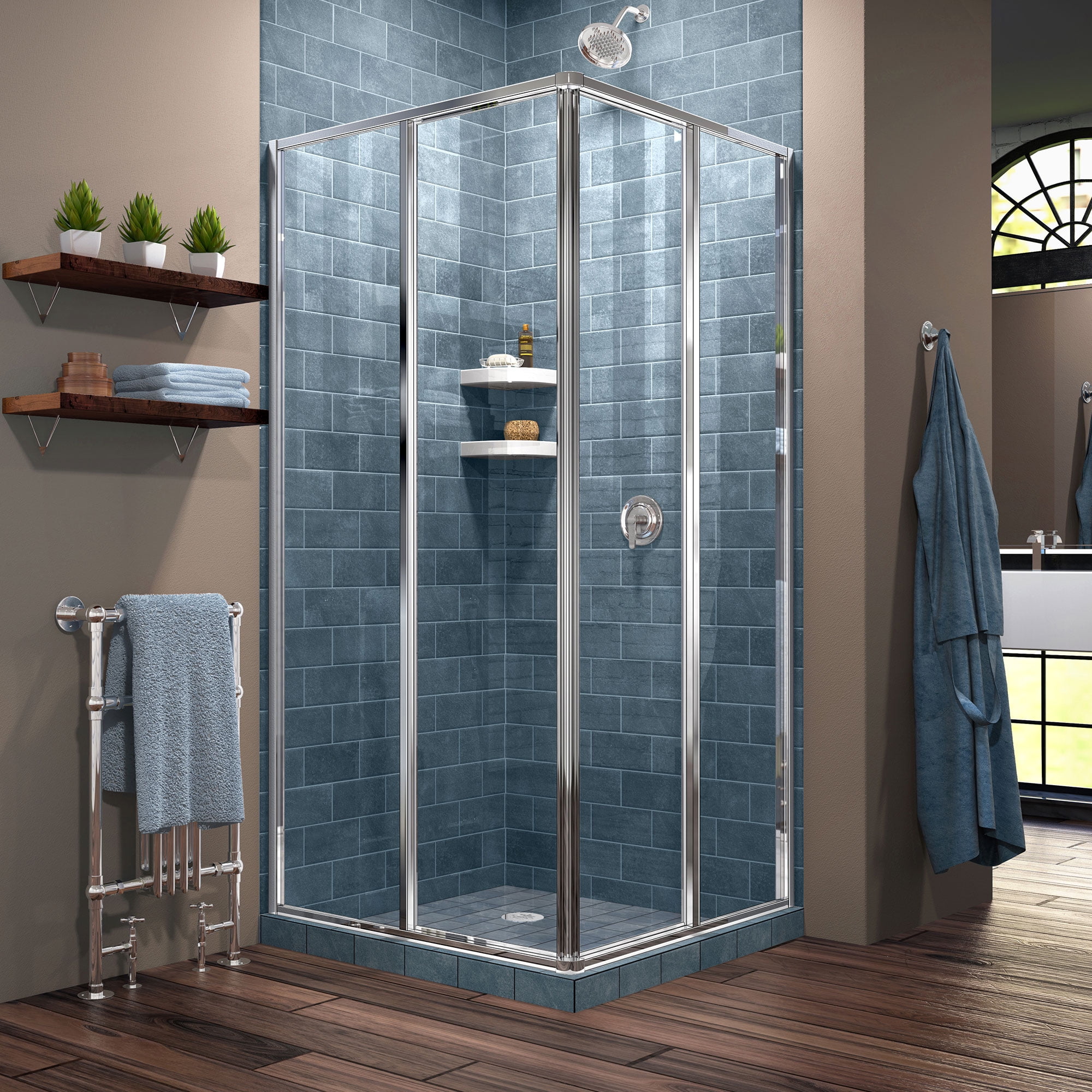 SHEN-8140400-01 40.5 x 40.5 x 72 in. DreamLine Cornerview Framed Sliding Shower Enclosure in Chrome