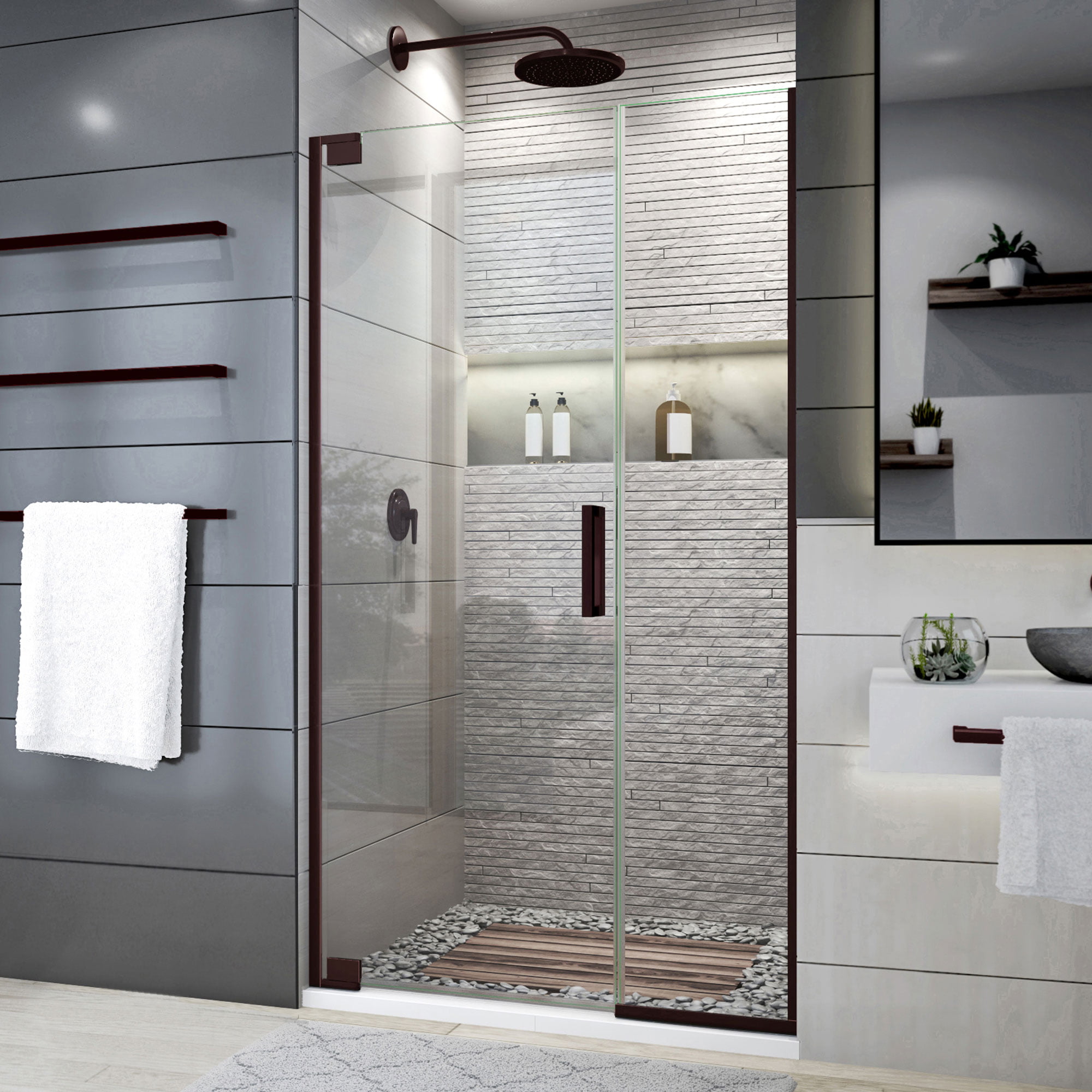 SHDR-444014-06 39.75 - 40.5 x 72 in. DreamLine Elegance Plus Frameless Pivot Shower Door in Oil Rubbed Bronze