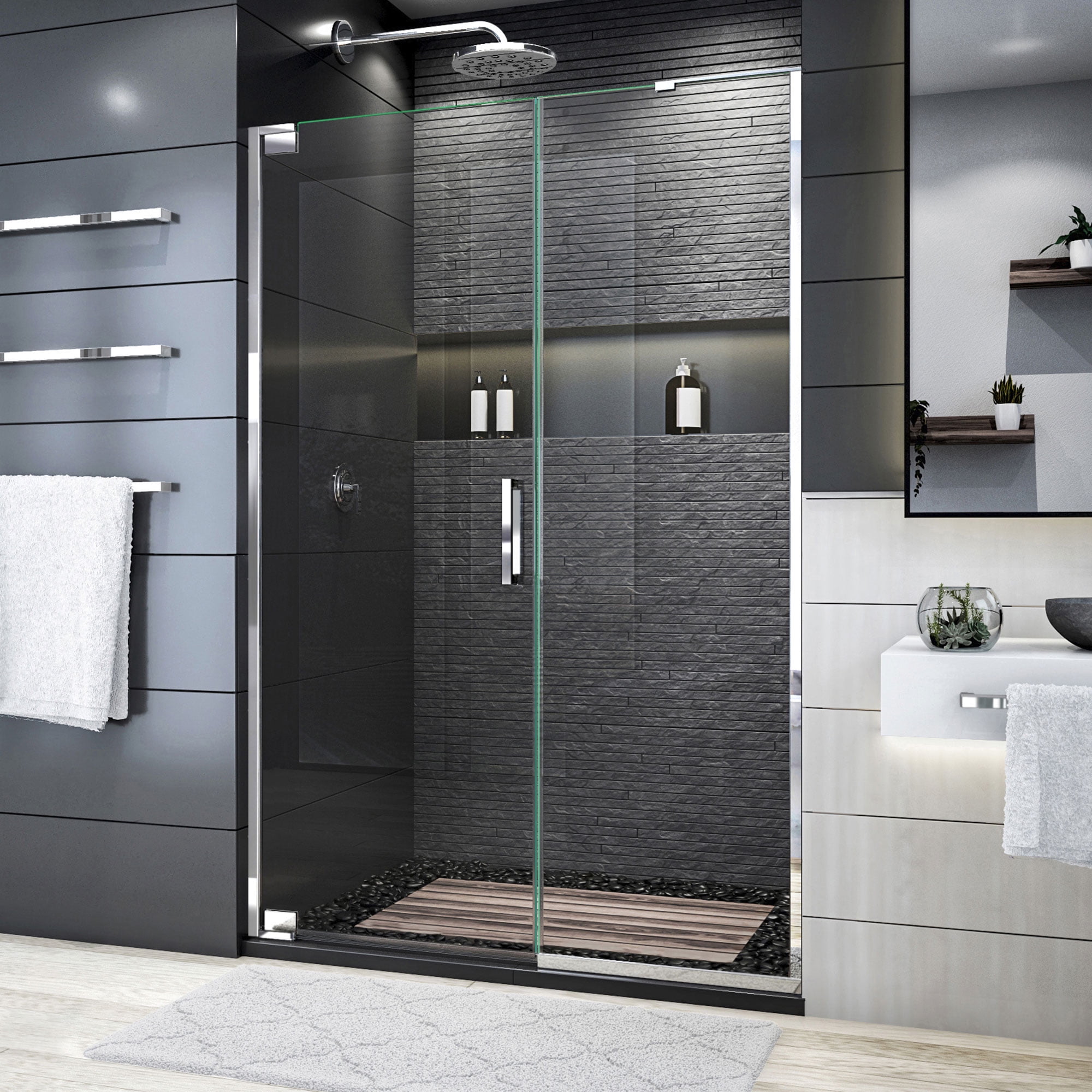 SHDR-4452225-01 51.75 -52.5 x 72 in. DreamLine Elegance Plus Frameless Pivot Shower Door in Chrome