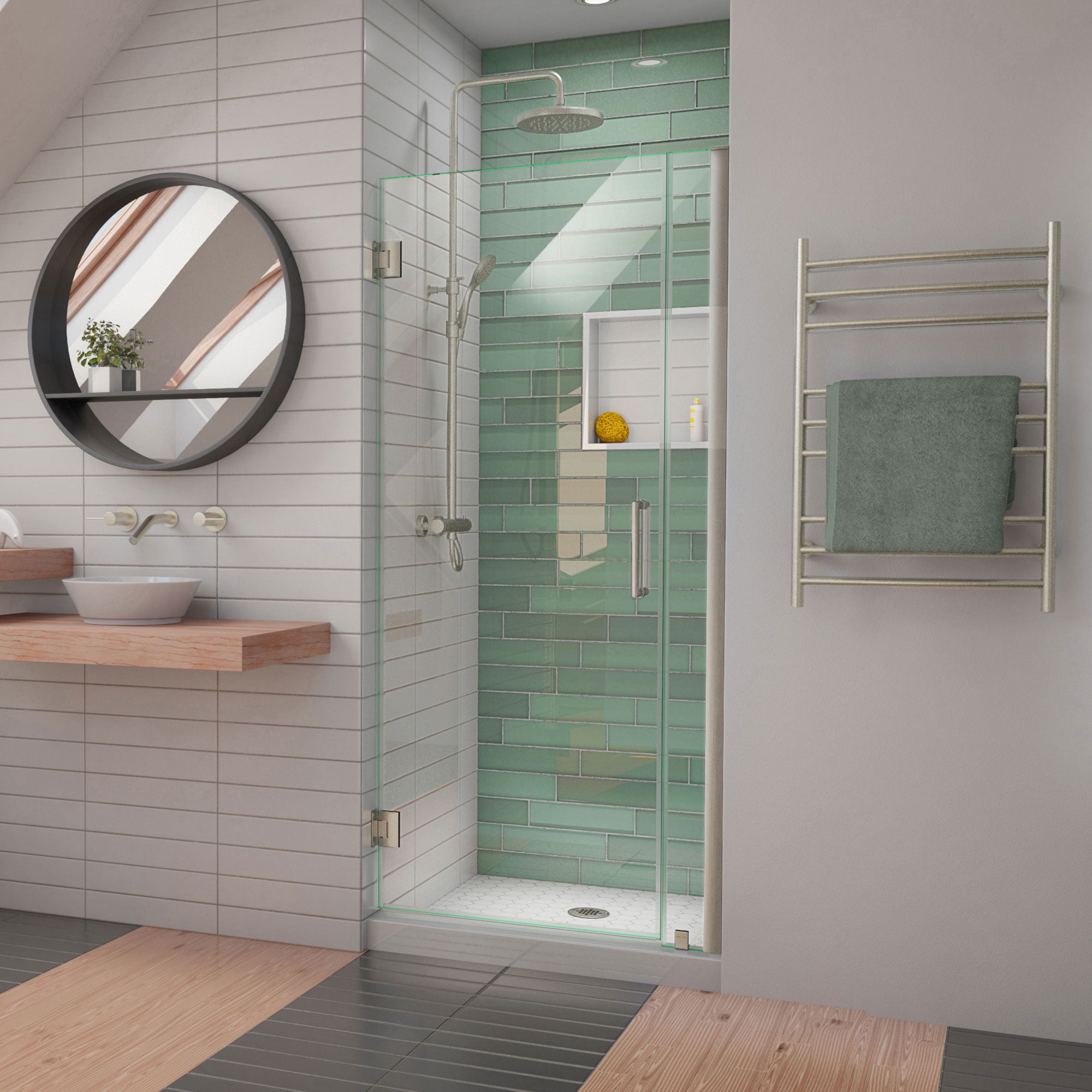 SHDR-2030723-04 30-31 x 72 in. DreamLine Unidoor-LS Frameless Hinged Shower Door in Brushed Nickel