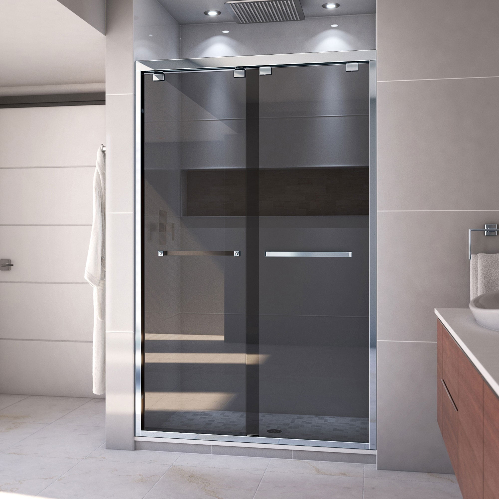 SHDR-164876G-01 44-48 x 76 in. DreamLine Encore Semi-Frameless Bypass Sliding Shower Door in Chrome & Gray Glass