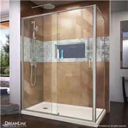 DL-6720L-22-04 36 x 60 x 74.75 in. DreamLine Flex Semi-Frameless Shower Enclosure in Brushed Nickel with Left Drain Biscuit Base