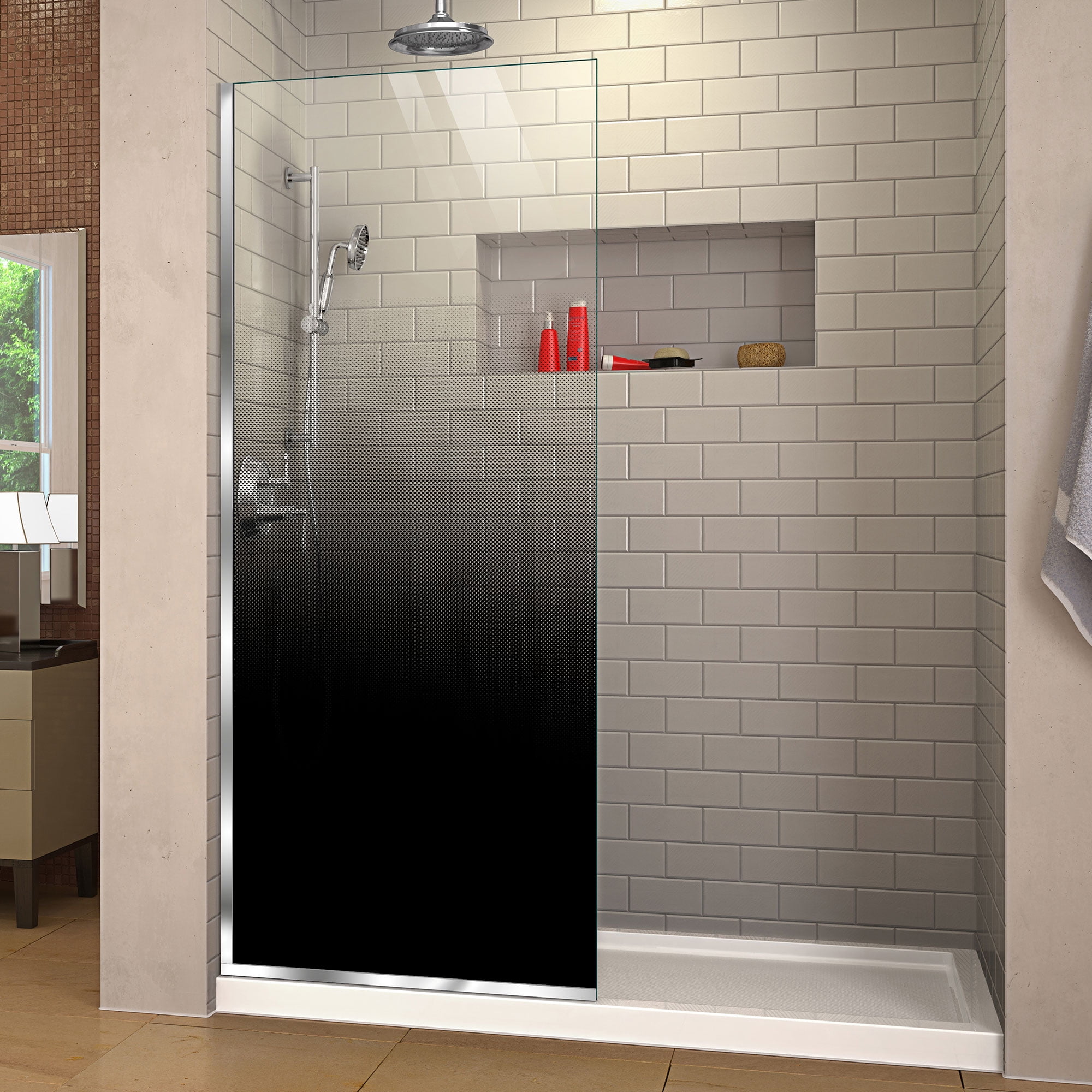 D3234720PXB-01 34 x 72 in. DreamLine Linea Ombre Single Panel Frameless Shower Screen in Chrome