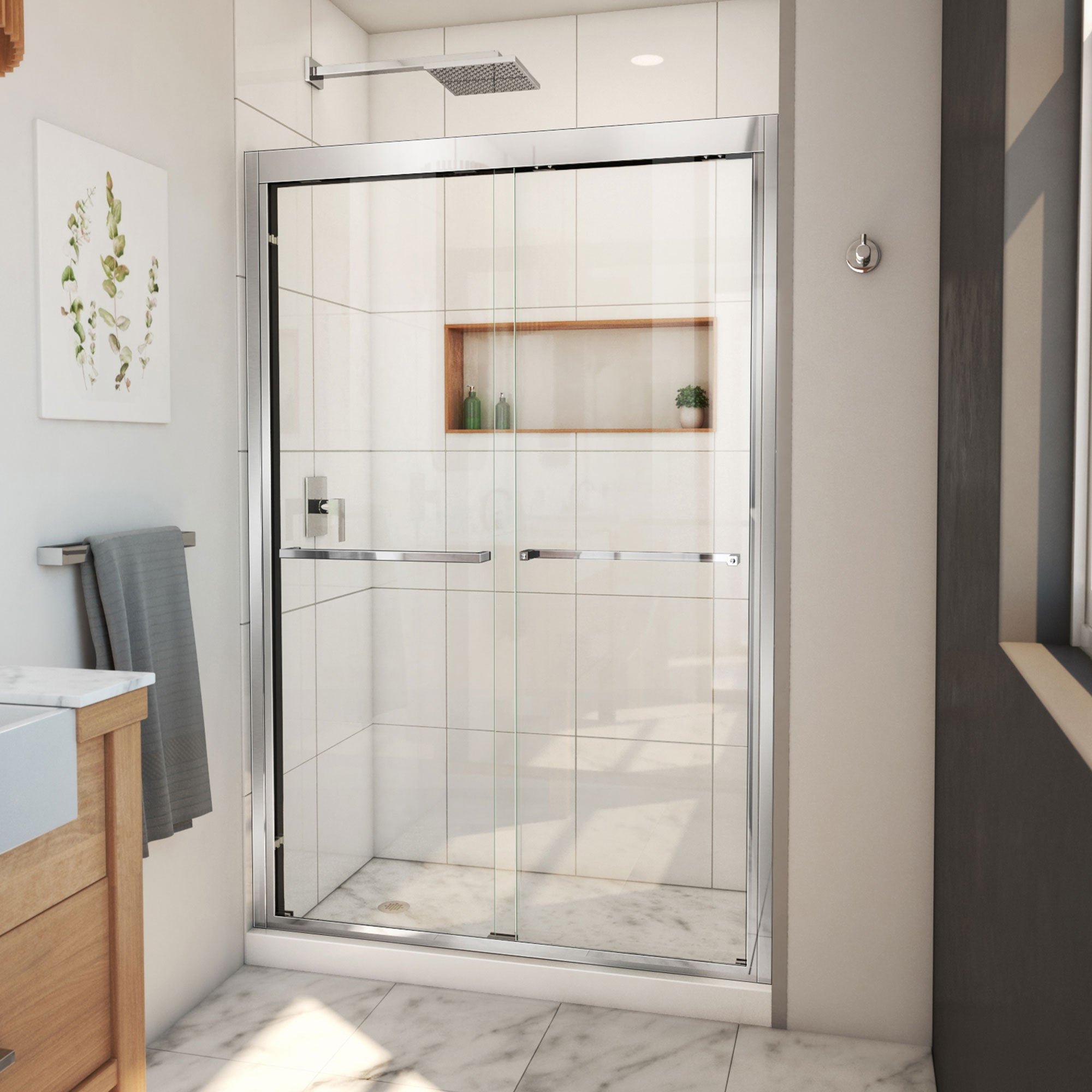 SHDR-1848720-01 44-48 x 72 in. DreamLine Duet Plus Semi-Frameless Bypass Sliding Shower Door in Chrome