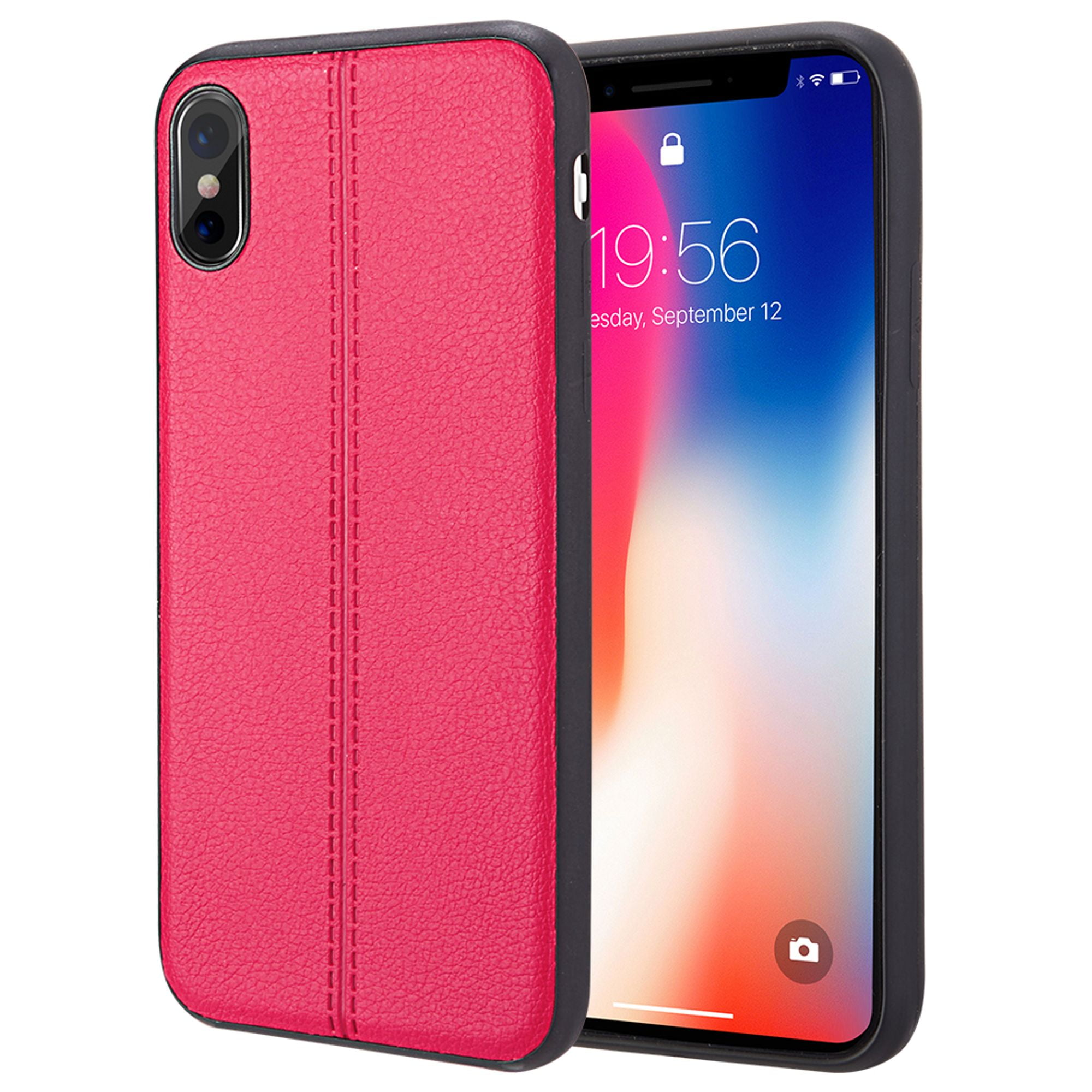 CSIPX-LJK-RD iPhone XS & X Leather Jacket TPU with PU Back Cover Case - Red -  Dream Wireless