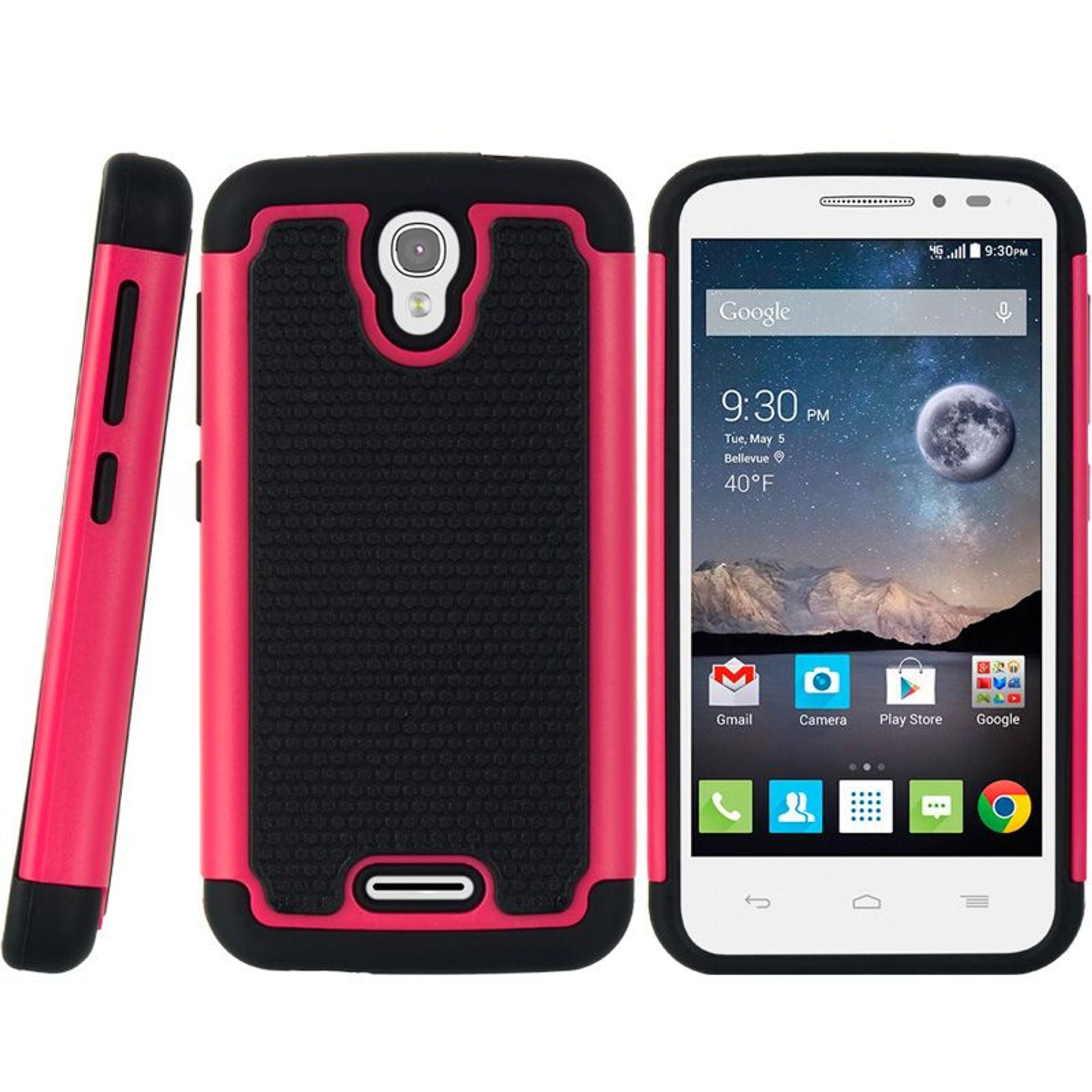 Picture of Dream Wireless TCAALCPOP-GRPY-BKHP Alcatel One Touch Pop Astro Grippy Hybrid Case - Black TPU & Hot Pink