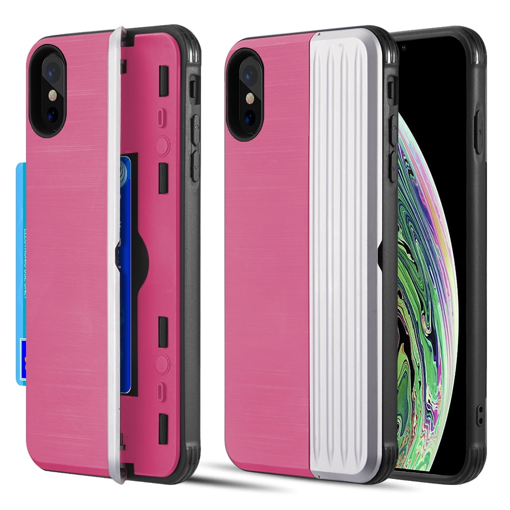 Picture of Dream Wireless TCAIPXS-KARD-PKSL The Kard Dual Hybrid Case with Card Slot & Magnetic Closure for iPhone XS & X - Pink & Silver