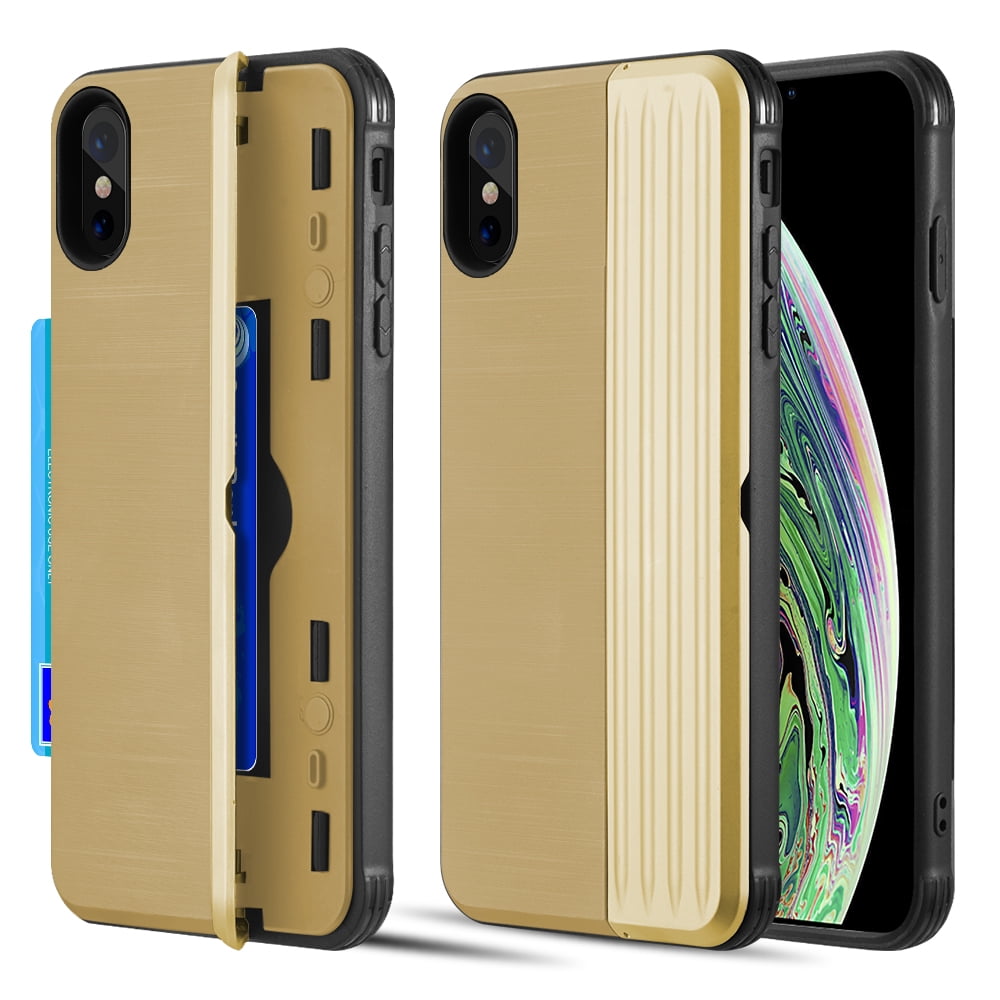 TCAIPXS-KARD-GO The Kard Dual Hybrid Case with Card Slot & Magnetic Closure for iPhone XS & X - Gold -  Dream Wireless