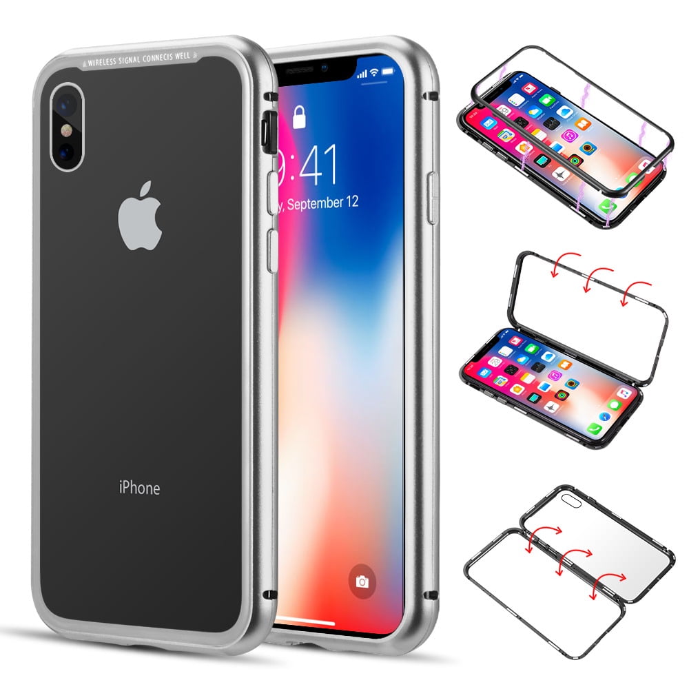 Picture of Dream Wireless ALIPXSM-SNAP-WT Aluminum Magnetic Instant Snap Case with Tempered Glass Back Plate for iPhone XS Max - White