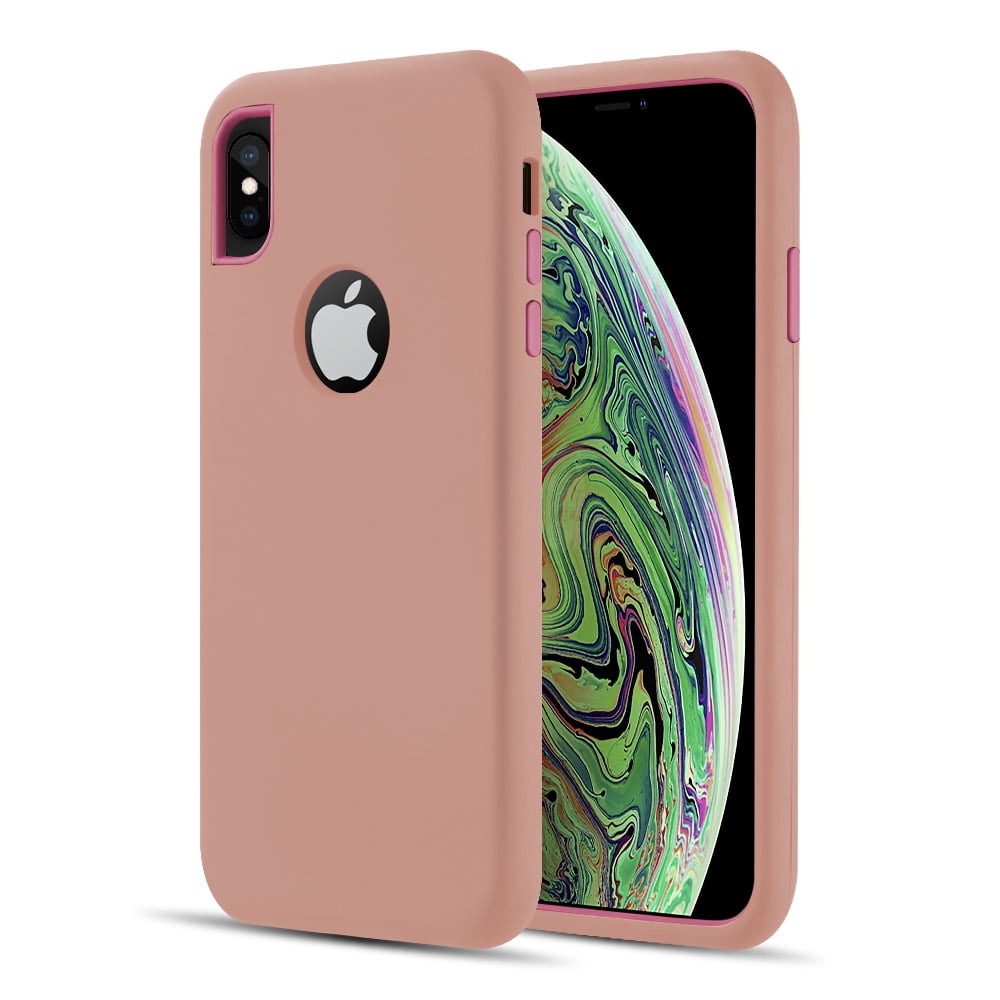 TCAIPXS-DMX-RGPK The Dual Max Series 2 Tone TPU & PC Cover Hybrid Protection Case for iphone XS & X - Rose Gold & Pink -  Dream Wireless