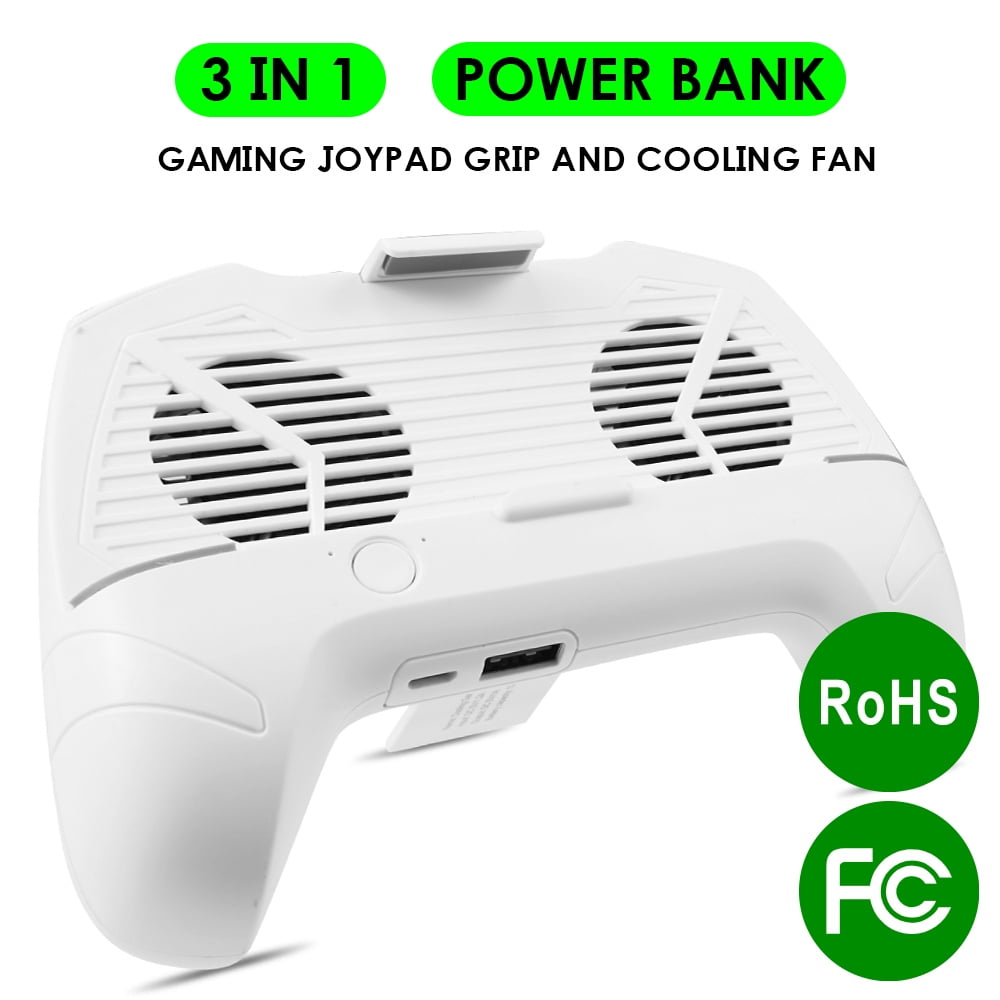 OAGC-COPB-WT Built-In Dual Cooler Fans & Power Bank with Universal Mobile Phone Game Controller Joypad Grip - White -  Coolpad