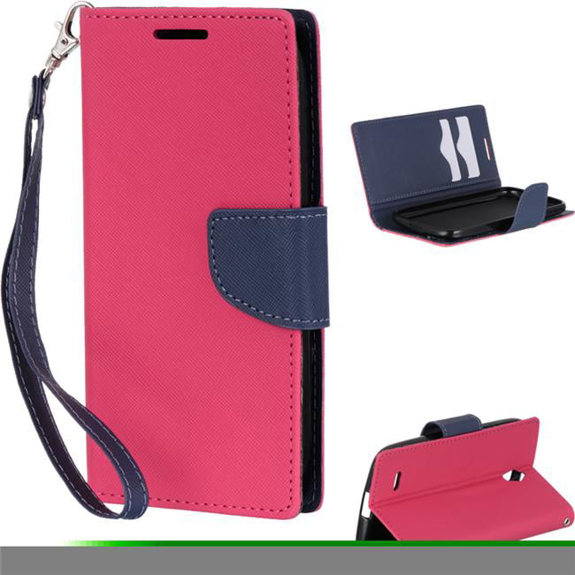 LPFHUG610-DIAR-HPNA Diary Wallet Case for Huawei Ascend G610, Hot Pink & Navy Blue -  Dream Wireless