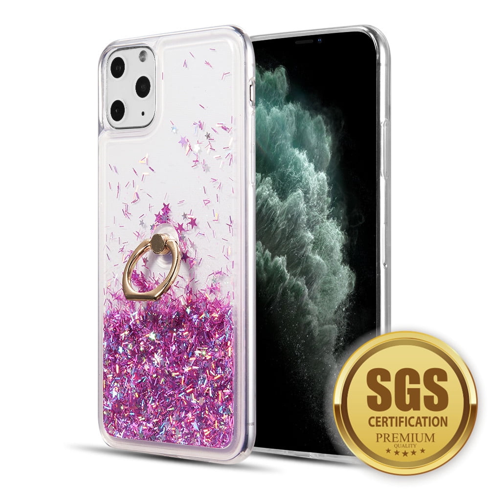 Picture of Dream Wireless CSIP1261-WFR-PKPP 6.1 in. Waterfall Ring Liquid Sparkling Quicksand TPU Case for iphone 12 & 12 Pro&#44; Pink & Purple