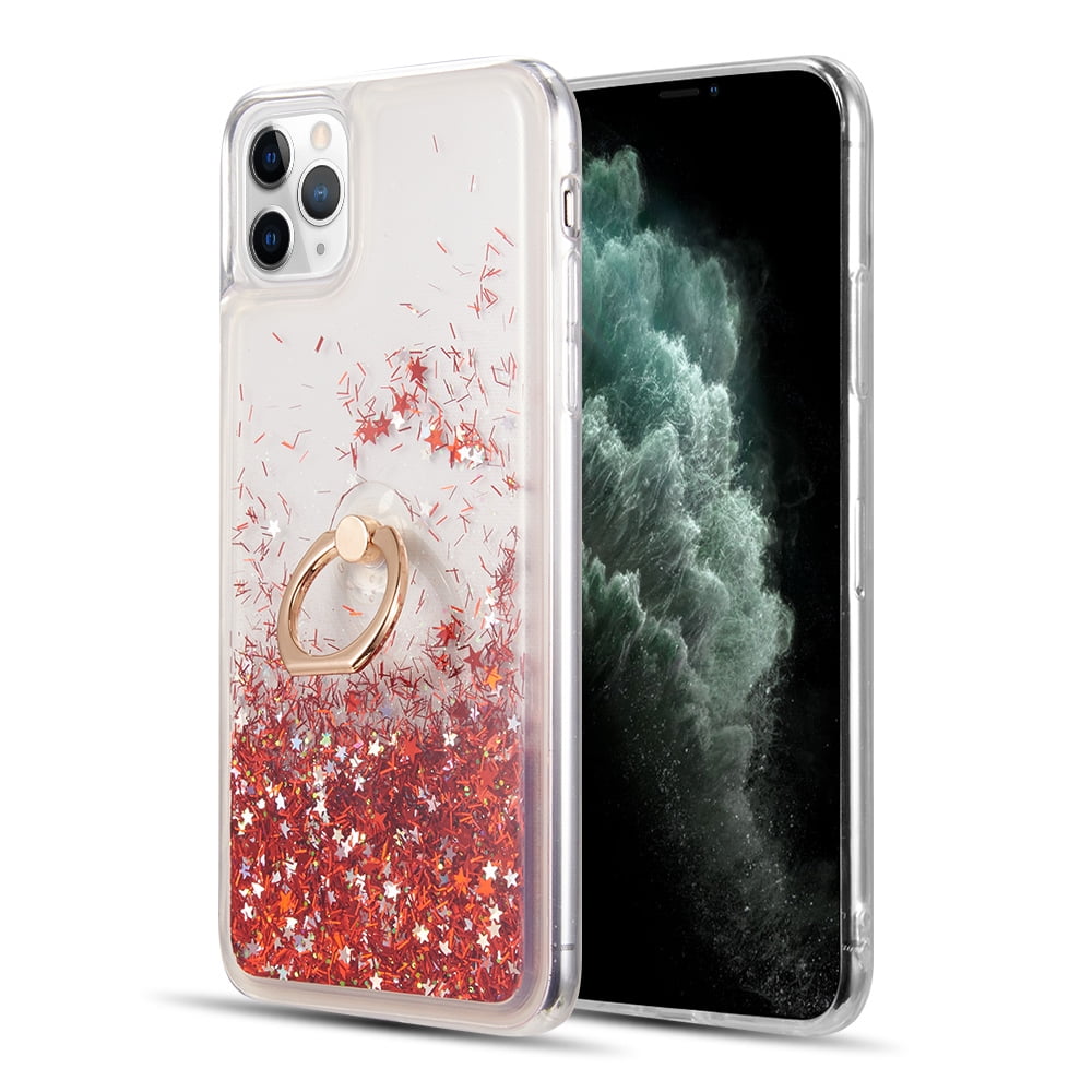 Picture of Dream Wireless CSIP1261-WFR-RD 6.1 in. Waterfall Ring Liquid Sparkling Quicksand TPU Case for iphone 12 & 12 Pro&#44; Red