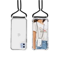 Picture of Dream Wireless CSIP1254-CSM-CLBK Clearism Transparent Protective Case with Removable Black Lanyard Crossbody & Shockproof Corners for iPhone 12 Mini 5.4