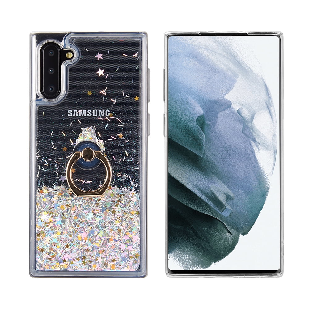 Picture of Dream Wireless CSSAMS21FE-WFR-GR Waterfall Ring Liquid Sparkling Flowing Sand TPU Case for Samsung Galaxy S21 FE&#44; Silver & Green