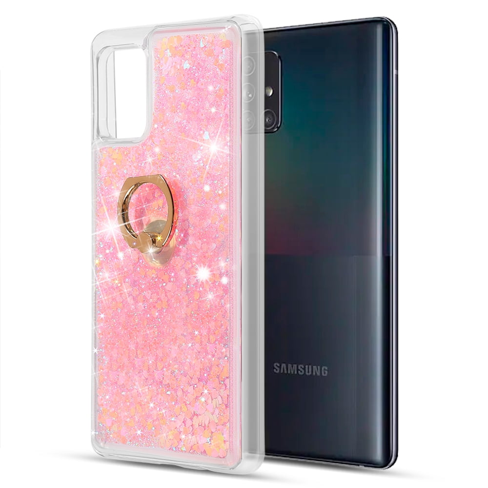 Picture of Dream Wireless CSSAMA53-WFR-PKGR Waterfall Ring Liquid Sparkling Flowing Sand TPU Case for Samsung Galaxy A53 5G&#44; Pink & Green