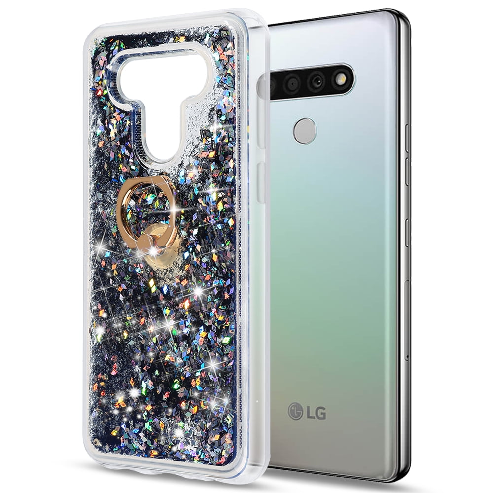 Picture of Dream Wireless CSLGSTO6-WFR-BK Waterfall Ring Liquid Sparkling Flowing Sand TPU Case for LG Stylo 6&#44; Black