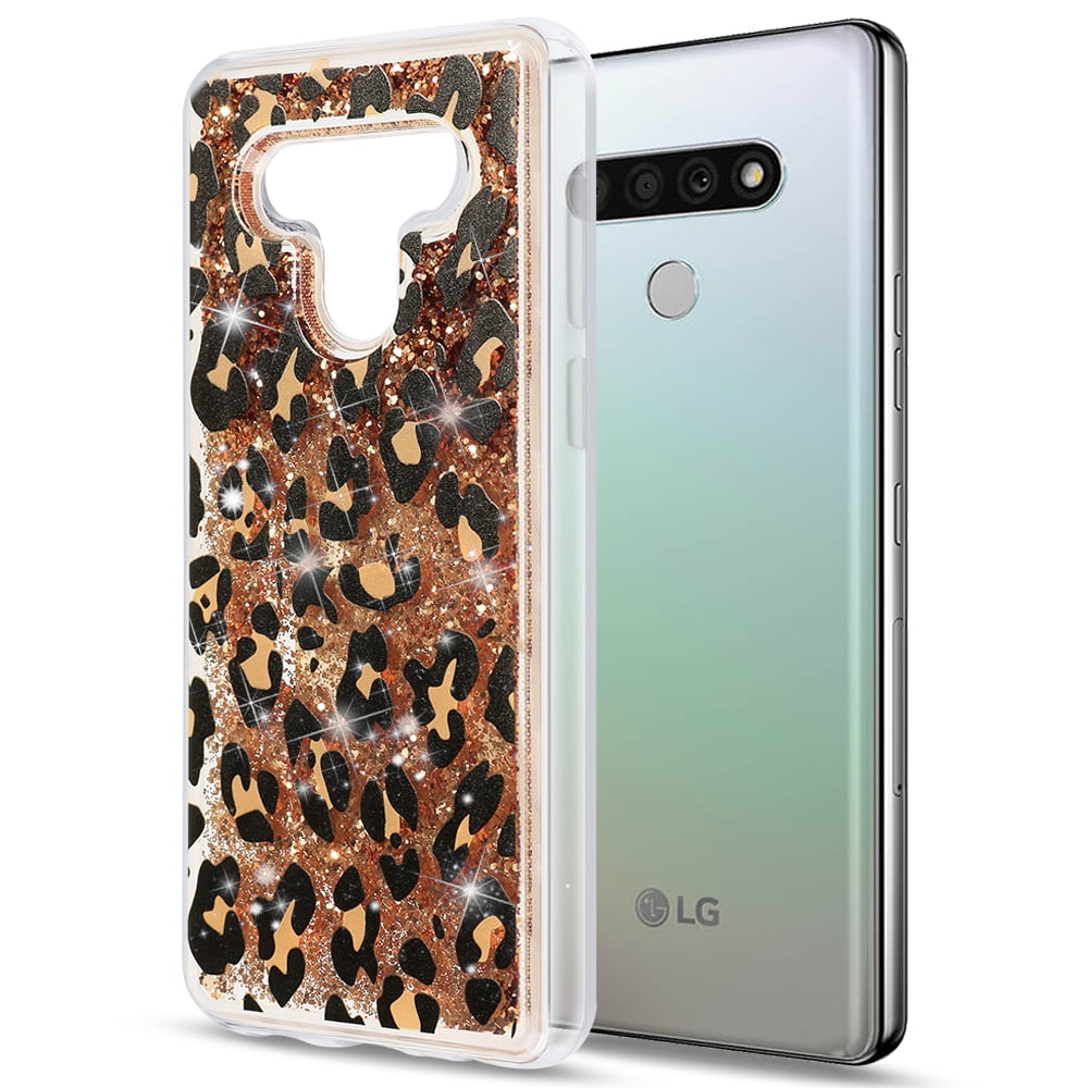 Picture of Dream Wireless CSLGSTO6-WATF-LEO Waterfall Ring Liquid Sparkling Flowing Sand TPU Case for LG Stylo 6&#44; Leopard Brown