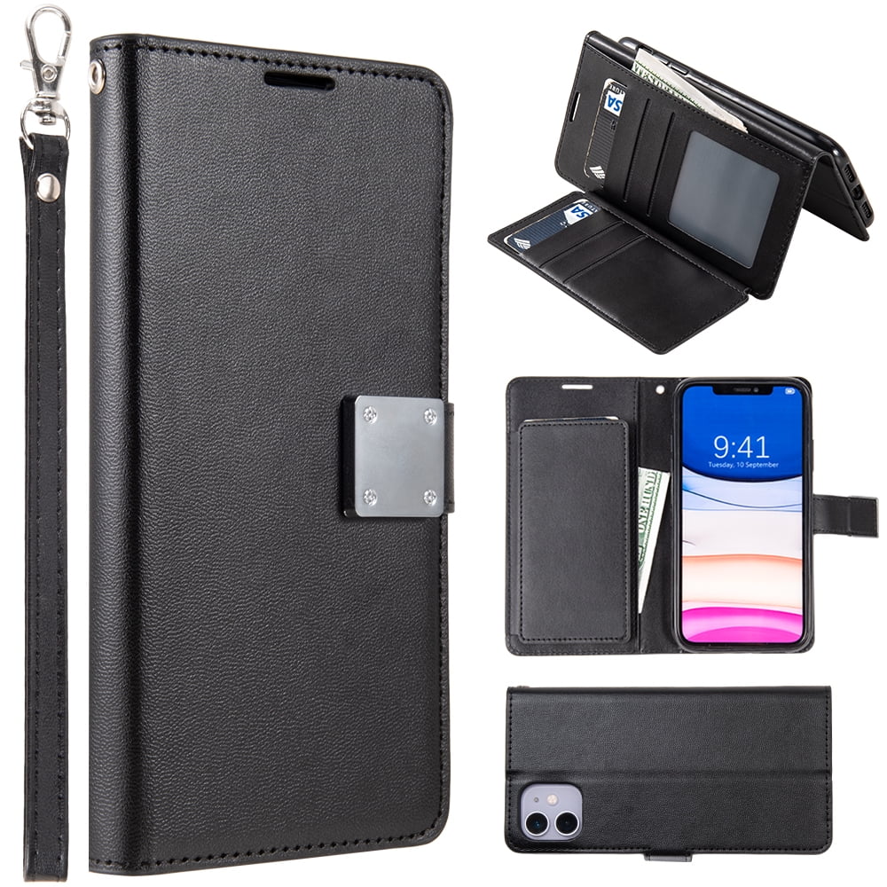 LPFIPXR2-DSX-BK Designx Series Leather Wallet Phone Case with 6 Card Slots, Cash Slot & Lanyard for iPhone 11 - Black -  Dream Wireless