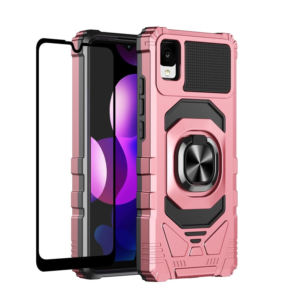 Picture of Dream Wireless TCA-TCLIONZ-NOC-RD TCL Ion Z-A3-A30 Case Ring Car Mount Kickstand with Hybrid Hard PC Soft TPU Shockproof Protective Case - Red