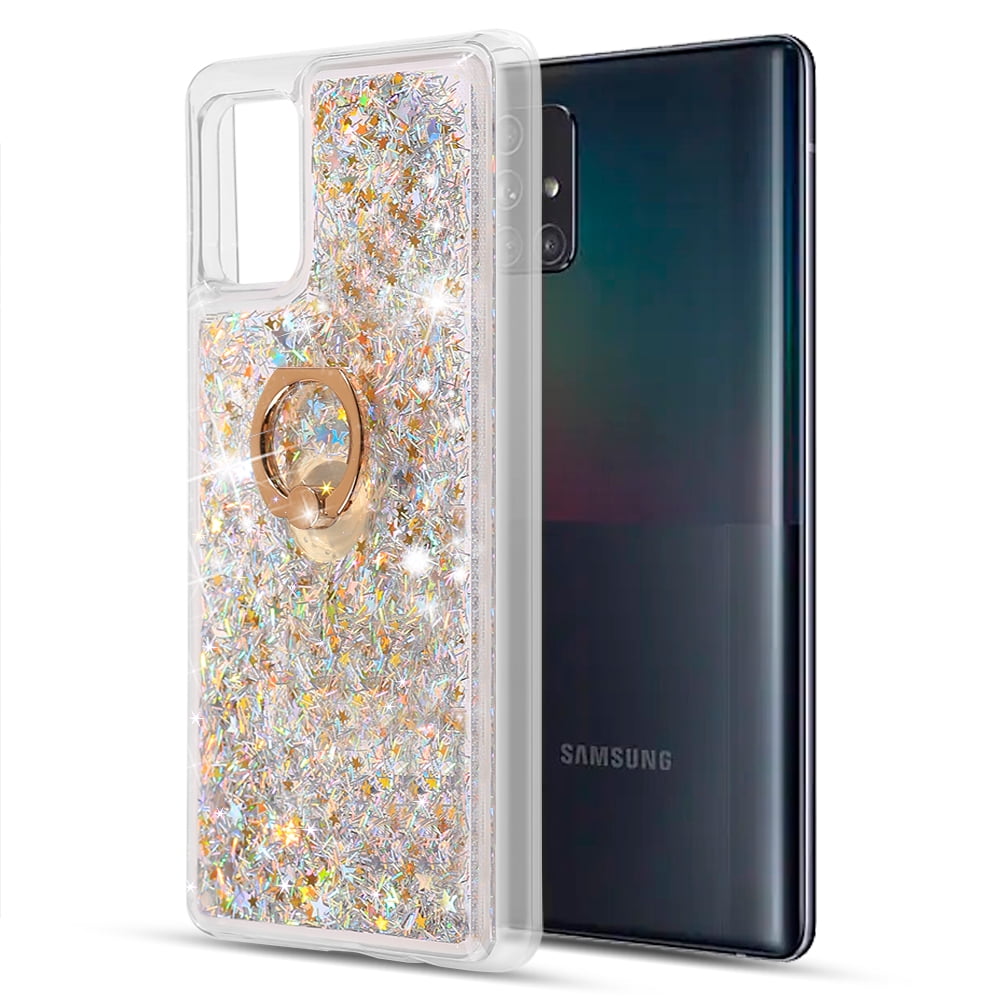 Picture of Dream Wireless CSSAMA225G-WFR-GR Waterfall Ring Liquid Sparkling Flowing Sand TPU Case for Samsung Galaxy A22 5G&#44; Celero 5G&#44; Silver