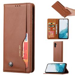 Picture of Dream Wireless LPFSAMA145G-0054-BR Essentials Series Leather Wallet Phone Case with Credit Card Slots for Samsung Galaxy A14 4G & 5G 2023 - Brown