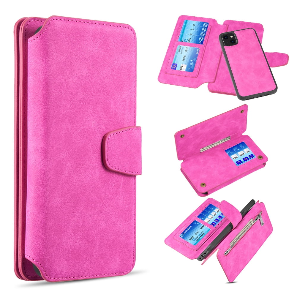 LPFIP14-COA2-HP 6.1 in. Luxury Coach 2 Series Flip Wallet with Detachable Case for iPhone 14 & iPhone 13, Hot Pink -  Dream Wireless
