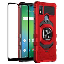 Picture of Dream Wireless TCAICON4-NOC-RD Military Grade Ring Car Mount Kickstand with Tempered Glass Hybrid Hard PC Soft TPU Shockproof Protective Case for Cricket Icon 4 Case&#44; Red