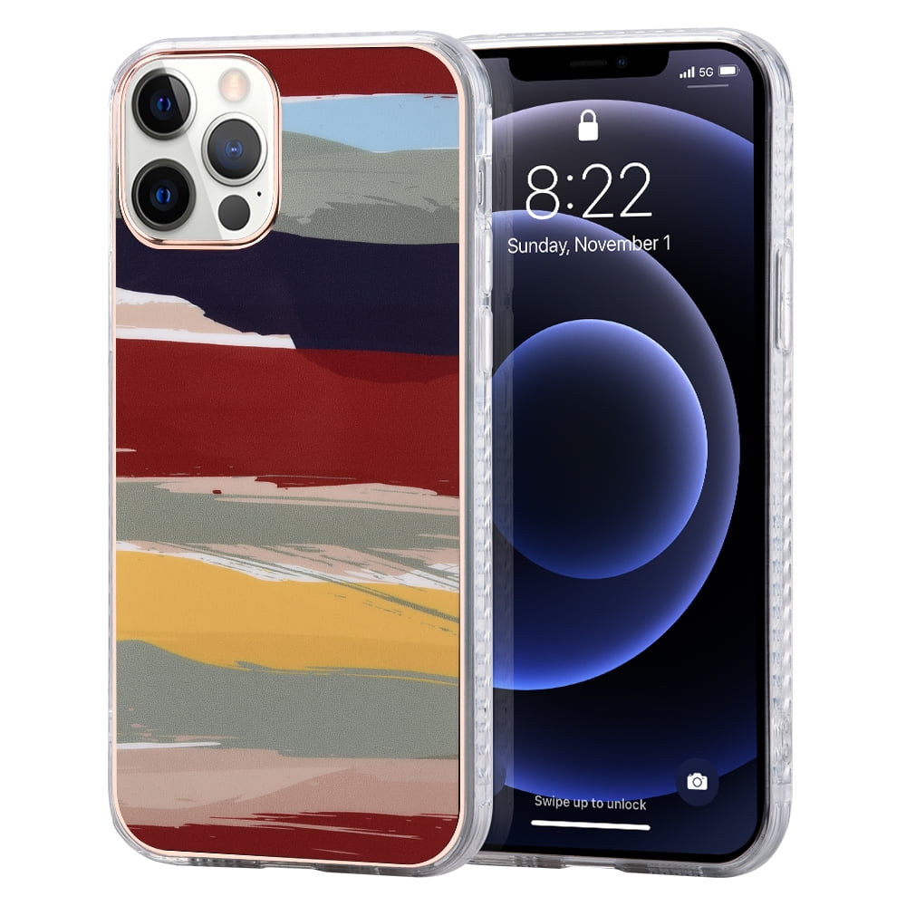 FTCIP1367-MARB-BRU 6.7 in. Marble IMD Slim-Fit Protective TPU Case for iPhone 13 Pro Max - Brushstroke, Red -  Dream Wireless