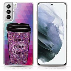 Picture of Dream Wireless CSSAMS22L-WATF-CFC Waterfall Liquid Sparkling Flowing Sand TPU Case for Samsung Galaxy S22 Plus - Coffee&#44; Purple