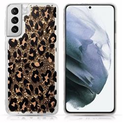 Picture of Dream Wireless CSSAMS22L-WATF-LEO Waterfall Liquid Sparkling Flowing Sand TPU Case for Samsung Galaxy S22 Plus - Leopard&#44; Brown