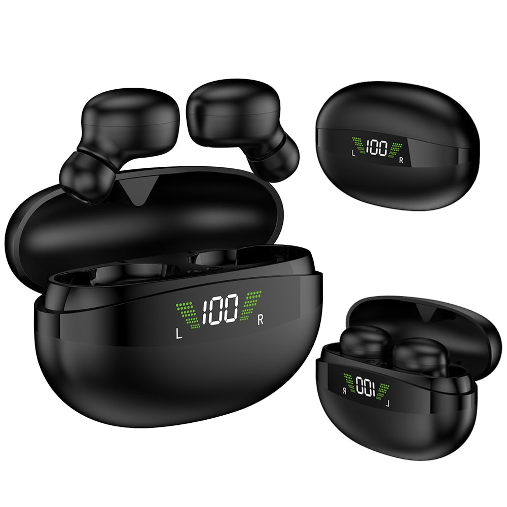 Picture of Dream Wireless BTHF-E2-BK Universal Bluetooth Wireless Stereo Headset Earbuds with Charging Box & LED Power Display - Black