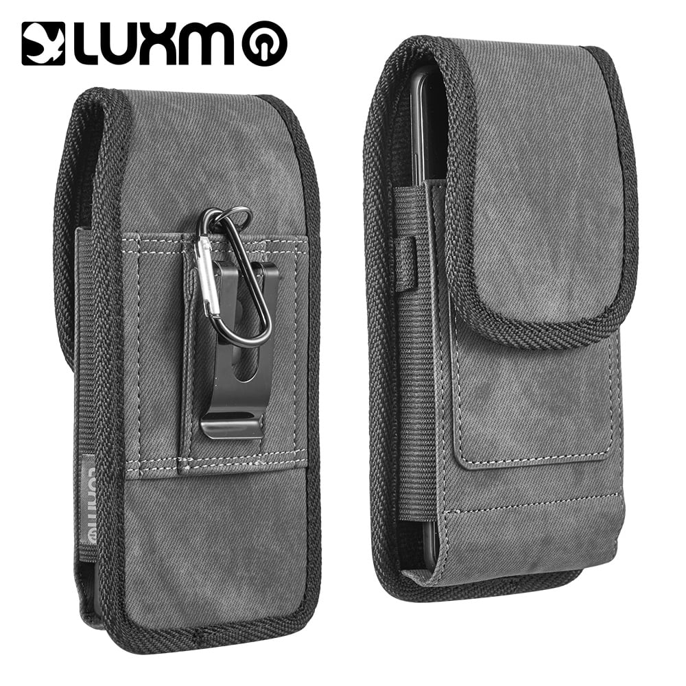 LPHTCM7-EUV3-BK No. 36 5.75 x 3 x 0.5 in. Luxmo Vertical Universal Special Fabric Pouch with Dual Card Slots - Dark Denim Fabric - Small Size 5 in -  Dream Wireless