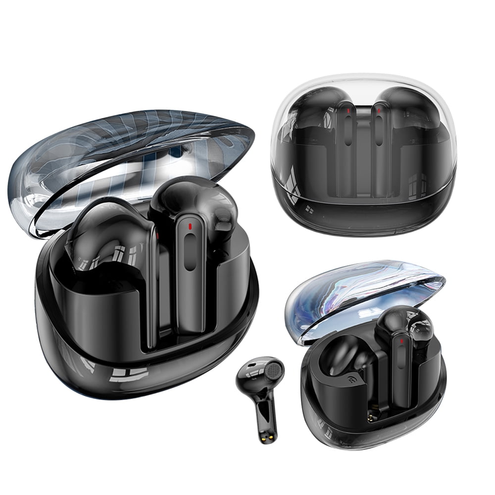 Picture of Dream Wireless BTHF-X58-BK Eggshell Premium TWS True Wireless Stereo Bluetooth Headsets with Stylish Clear Charging Box - Black