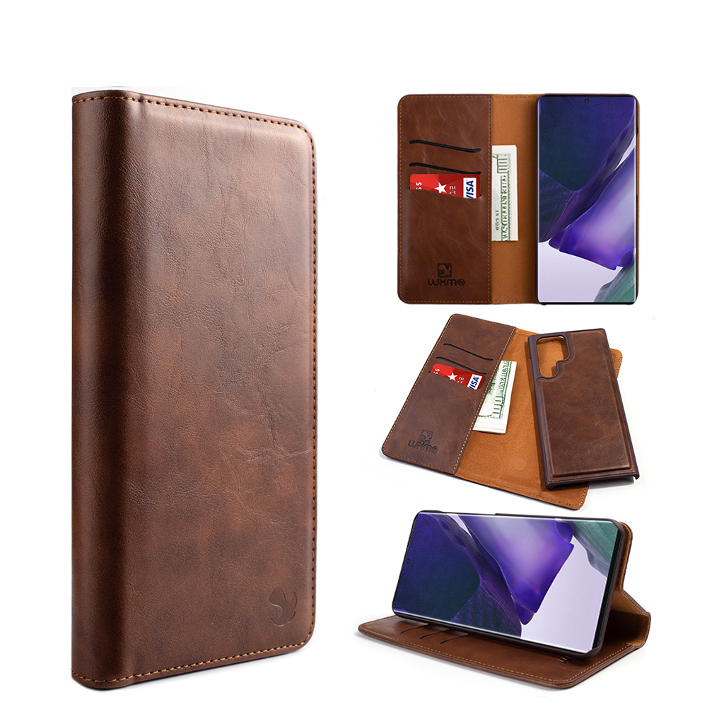 Picture of Dream Wireless LPFSAMS24U-GENT4-BR The Luxury Gentleman Series 4 Magnetic Flip Leather Wallet TPU Case for Samsung Galaxy S24 Ultra - Brown