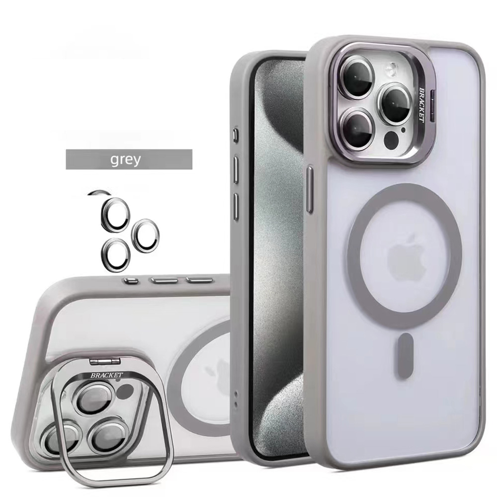 Picture of Dream Wireless FTCIP15U-0072-GY 6.7 in. The Compass Series Full Set Magsafe Compatible Clear Protective Case with Raised Camera Kickstand for iPhone 15 Pro Max - Titanium Grey