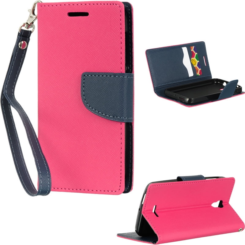 Picture of Alcatel LPFALCPOP-DIARY-HPNA One Touch Pop Astro Diary Wallet Case with Hot Pink & Navy Blu