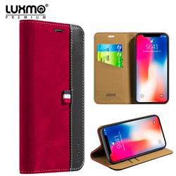 Apple LPFIPX-YACHT-RD Luxmo The Yacht Series Premium Two Tone Suede Real Leather Wallet Case for iPhone X - Red -  Apple Inc