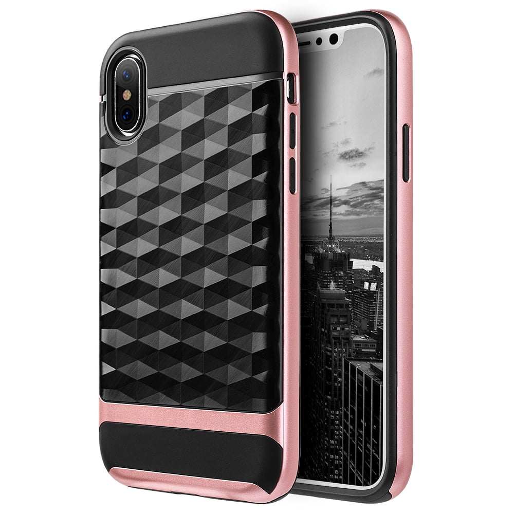 TCAIPX-DIAW-RG iPhone XS & X Diamond Wave TPU Case with Color PC Frame Hybrid Protection Case - Rose Gold -  Dream Wireless