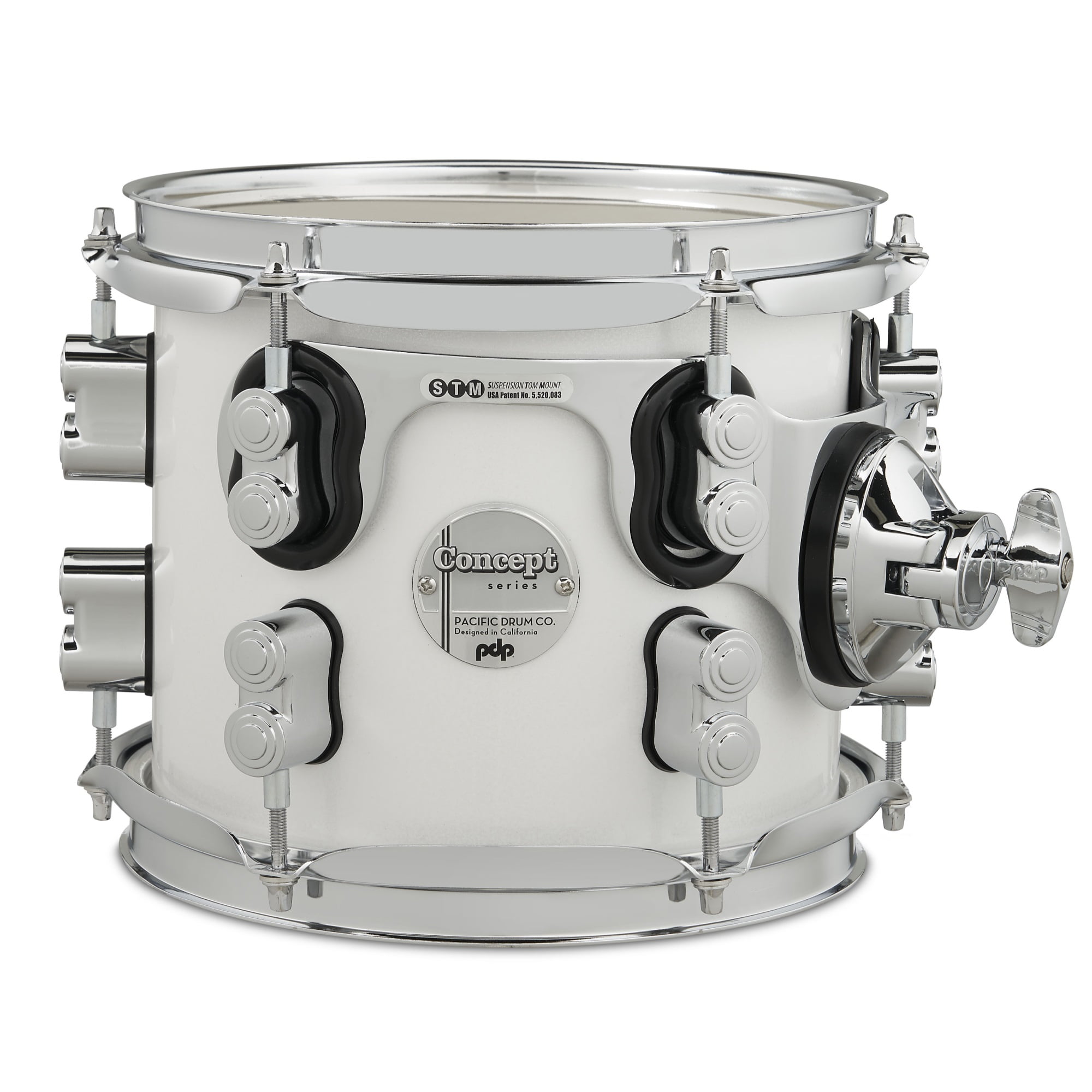 Pearlescent White Chrome Hardware Kit Drums, 7 x 8
