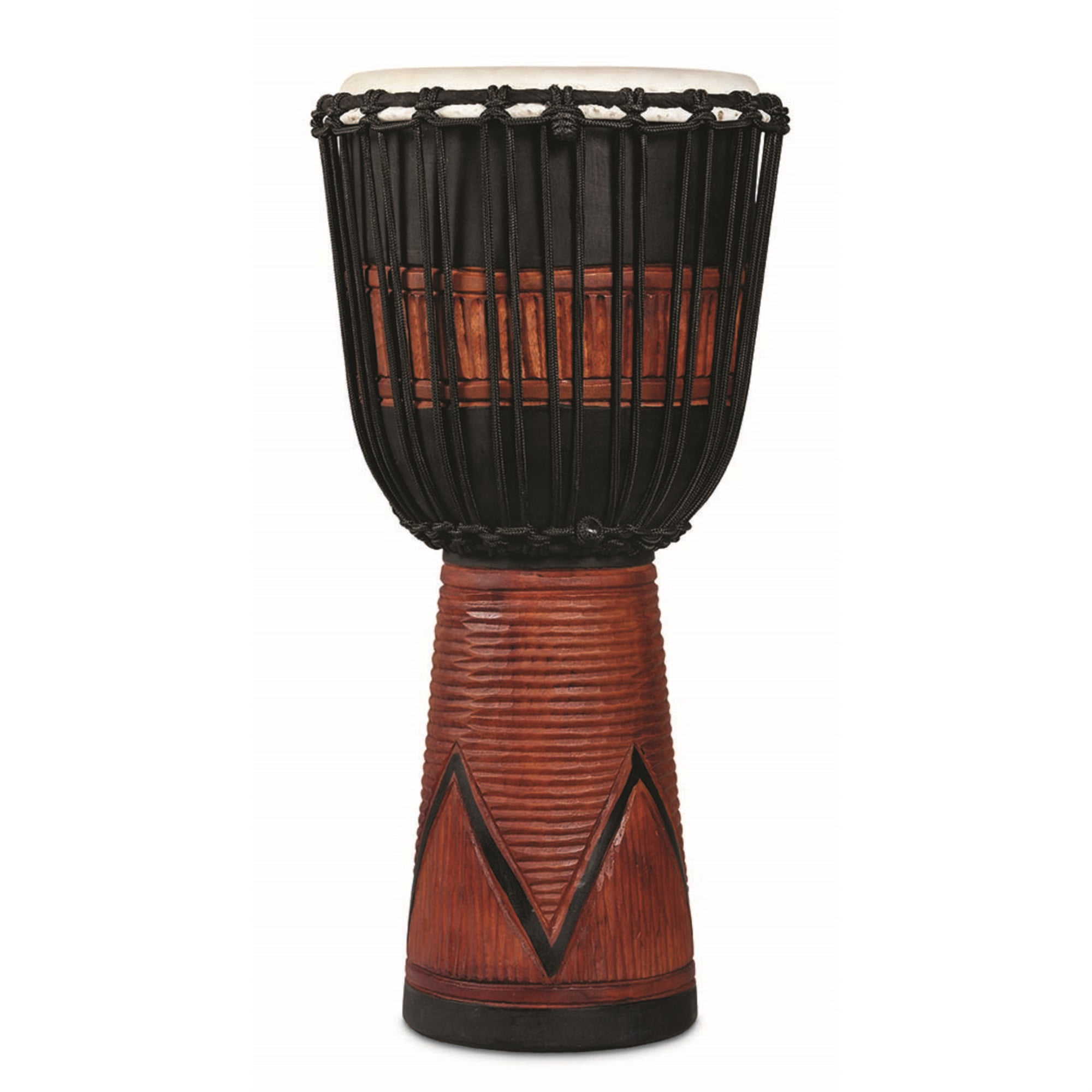 World Beat Wood Art Large Djembe, Black with Brown