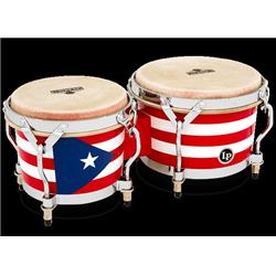 Latin Percussion LPM199-PR LPMC Mini Bongos Chrome Hardware Puerto Rican Flag