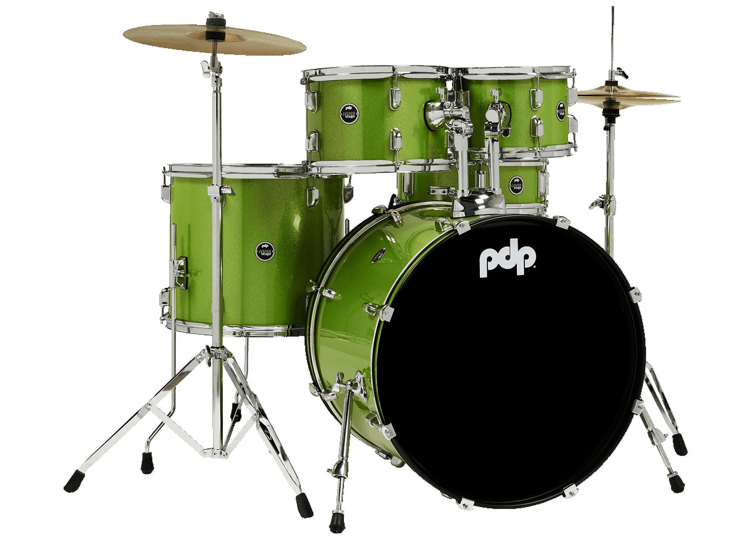 PDCE2215KTEL Center Stage Complete Drum Set with Cymbals - Electric Green Sparkle